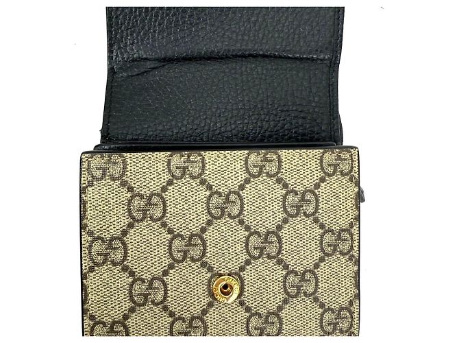 Portafoglio compatto in pelle nera GG Supreme di Gucci Nero - vista 10