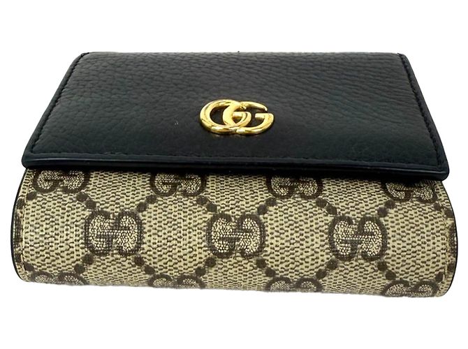 Portafoglio compatto in pelle nera GG Supreme di Gucci Nero - vista 3