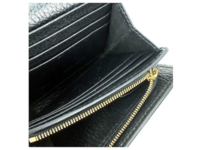 Portafoglio compatto in pelle nera GG Supreme di Gucci Nero - vista 6