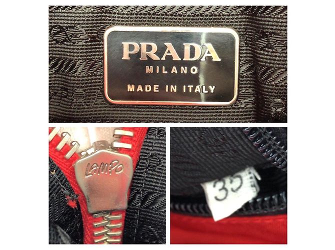 Tote Prada Tessuto Leder Nylon Schultertasche Rot - Ansicht 4