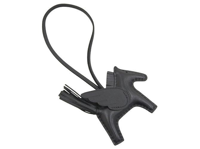 Charm Pegasus PM Rodeo en cuir noir d'Hermès - vue 2