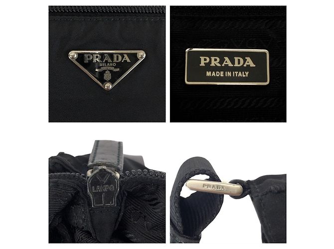 Bolsa de ombro em nylon tessuto com logo triangular Prada Preto - vista 5