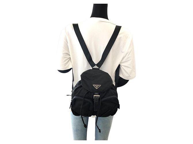 Prada Nylon Tessuto Logo Rucksack Schwarz - Ansicht 7