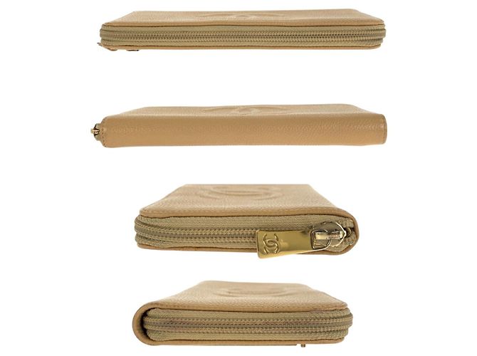 Portafoglio lungo Coco Mark in pelle di caviale Chanel Marrone Beige - vista 10