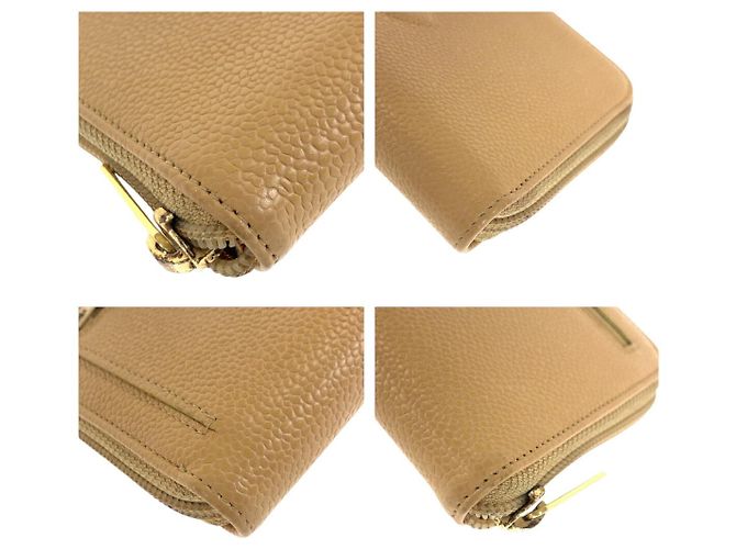 Portafoglio lungo Coco Mark in pelle di caviale Chanel Marrone Beige - vista 3