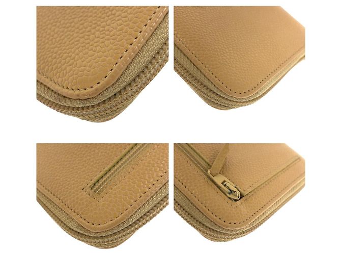 Portafoglio lungo Coco Mark in pelle di caviale Chanel Marrone Beige - vista 4