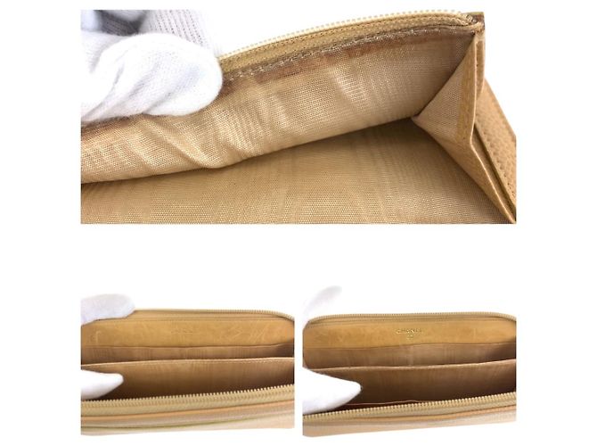 Portafoglio lungo Coco Mark in pelle di caviale Chanel Marrone Beige - vista 7