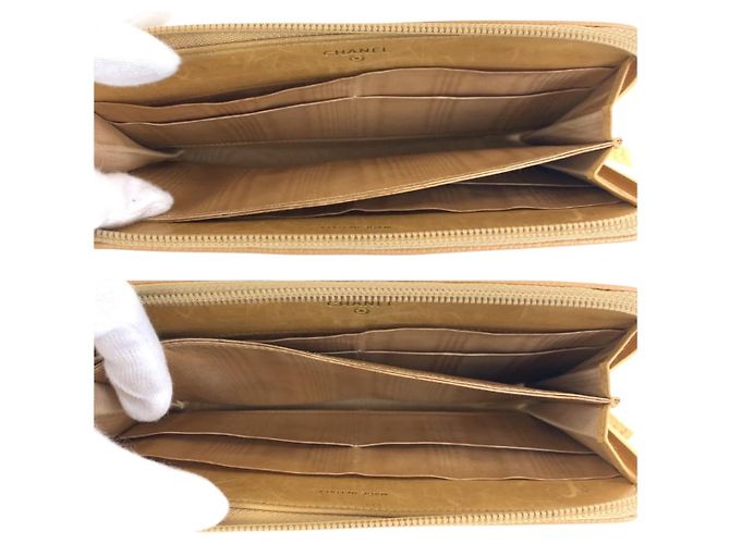 Portafoglio lungo Coco Mark in pelle di caviale Chanel Marrone Beige - vista 9