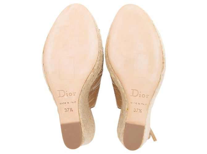 Espadrilles compensées en cuir verni Cannage de Dior - Taille 37.5 / 7.5 - vue 6