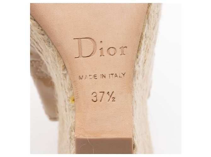 Espadrilles compensées en cuir verni Cannage de Dior - Taille 37.5 / 7.5 - vue 8