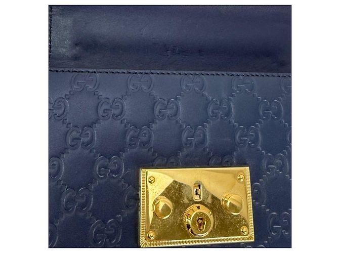 Padlock Borsa a spalla in pelle blu monogramma GG Supreme con piccolo lucchetto Gucci - vista 10