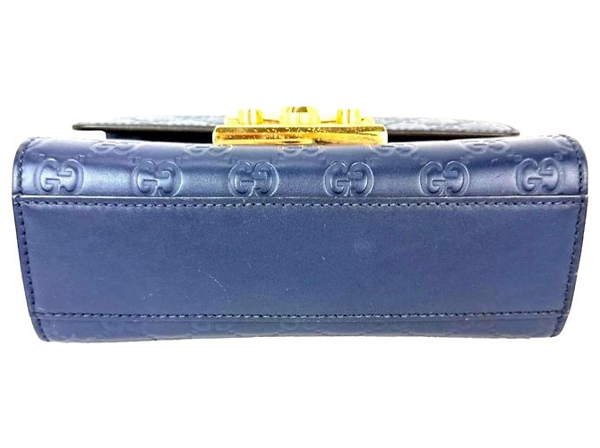 Padlock Borsa a spalla in pelle blu monogramma GG Supreme con piccolo lucchetto Gucci - vista 3