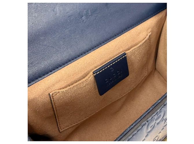Padlock Borsa a spalla in pelle blu monogramma GG Supreme con piccolo lucchetto Gucci - vista 6