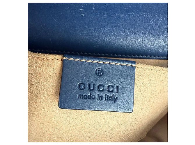 Padlock Borsa a spalla in pelle blu monogramma GG Supreme con piccolo lucchetto Gucci - vista 7