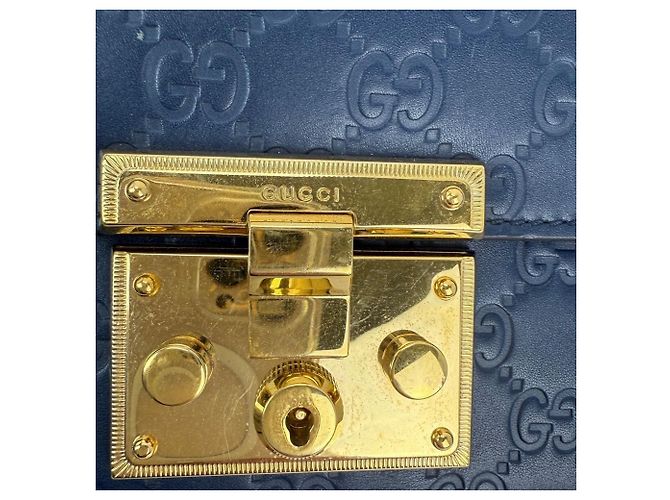 Padlock Borsa a spalla in pelle blu monogramma GG Supreme con piccolo lucchetto Gucci - vista 8