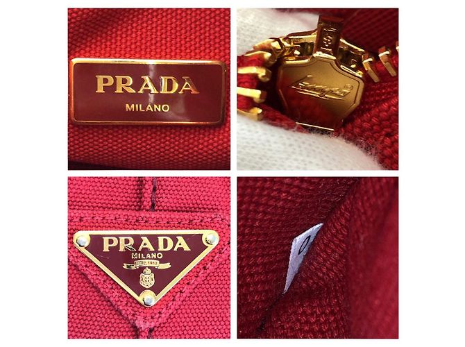 Prada Canapa Canvas Tote Bag Rot - Ansicht 4