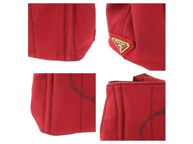 Prada Canapa Canvas Tote Bag Rot - Ansicht 5