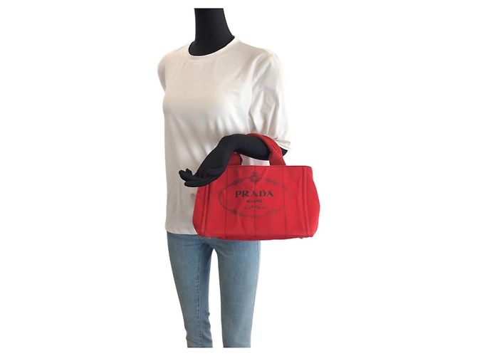 Prada Canapa Canvas Tote Bag Rot - Ansicht 7
