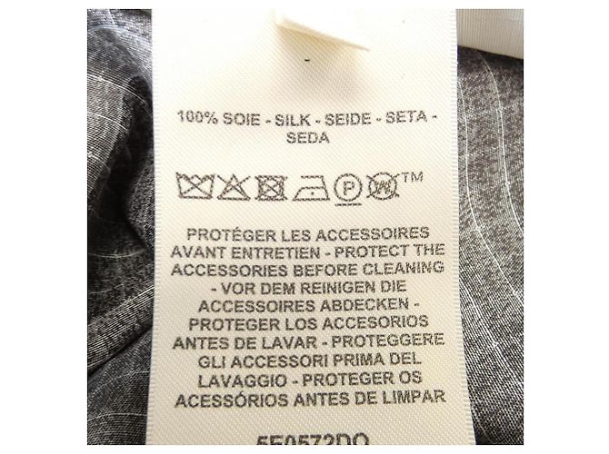 Hermès Vestido de seda Hermes 5E0572DO Castaño Blanco - vista 3