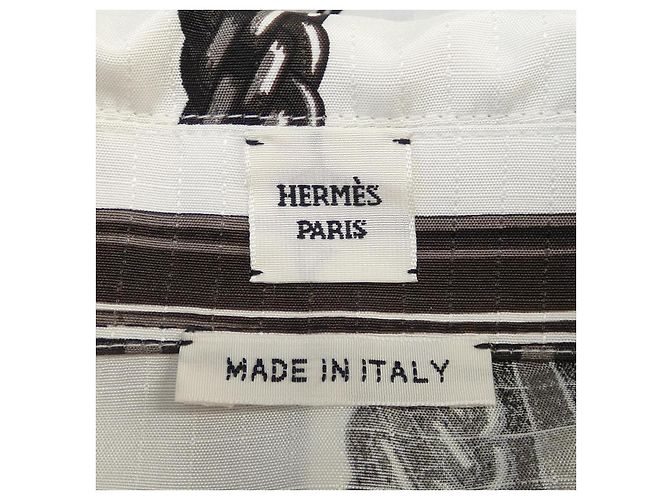 Hermès Vestido de seda Hermes 5E0572DO Castaño Blanco - vista 4