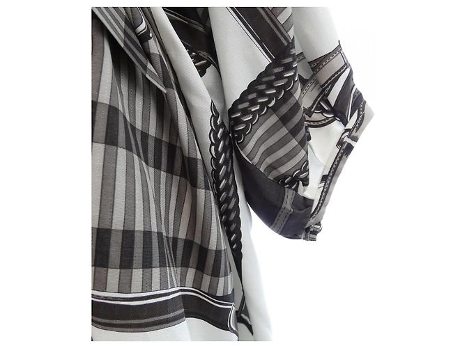 Hermès Vestido de seda Hermes 5E0572DO Castaño Blanco - vista 6