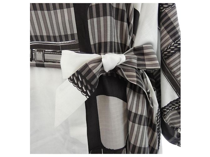 Hermès Vestido de seda Hermes 5E0572DO Castaño Blanco - vista 7
