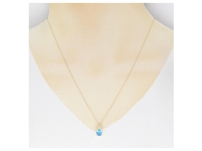Autre Marque Collana in diamante con topazio blu Au750 D'oro - vista 6