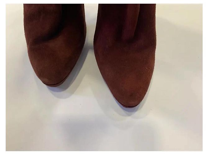 Bottes hautes Jimmy Choo en daim bordeaux - vue 2