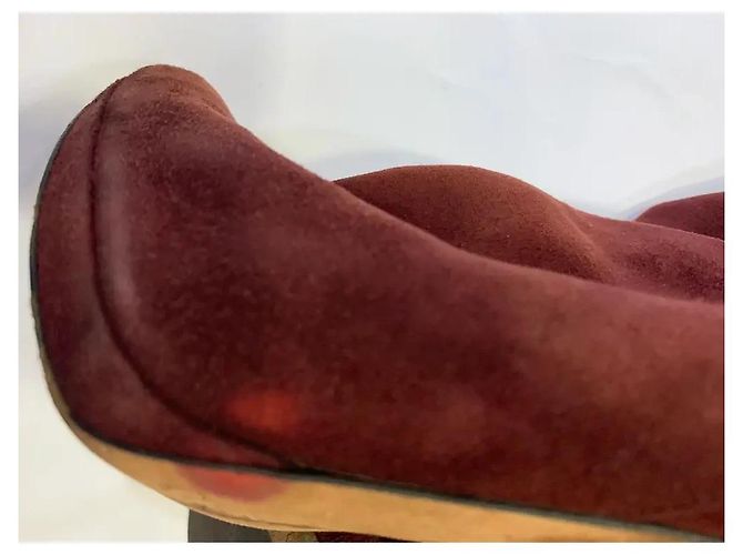 Bottes hautes Jimmy Choo en daim bordeaux - vue 3