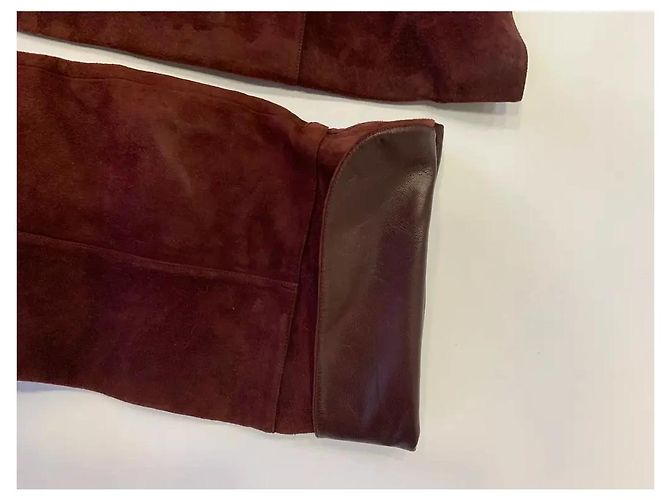 Bottes hautes Jimmy Choo en daim bordeaux - vue 5