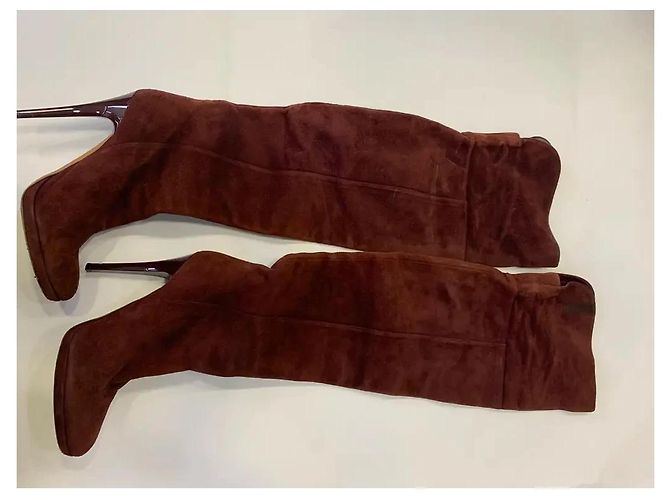 Bottes hautes Jimmy Choo en daim bordeaux - vue 6