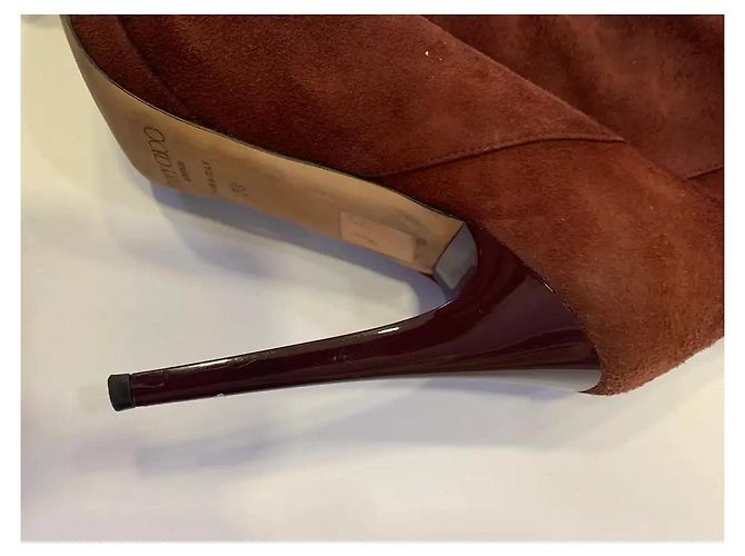 Bottes hautes Jimmy Choo en daim bordeaux - vue 8