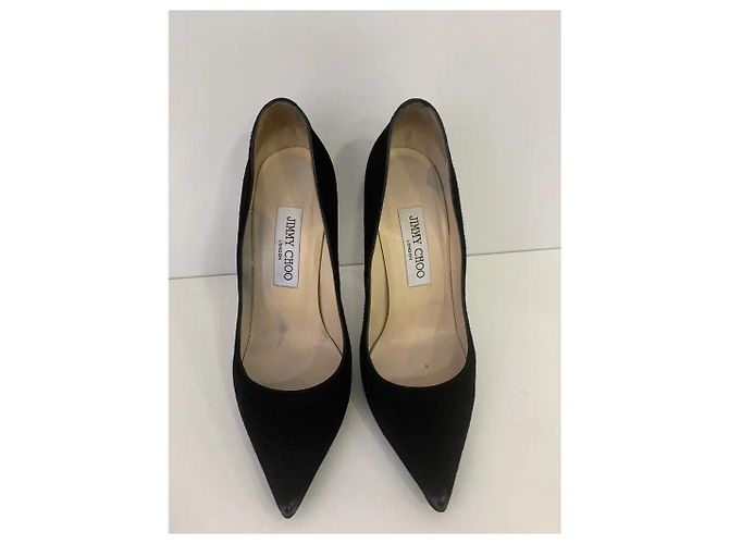 Décolleté Jimmy Choo in scamosciato nero a punta 12cm - vista 2