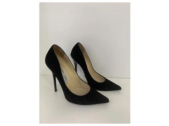 Décolleté Jimmy Choo in scamosciato nero a punta 12cm - vista 3