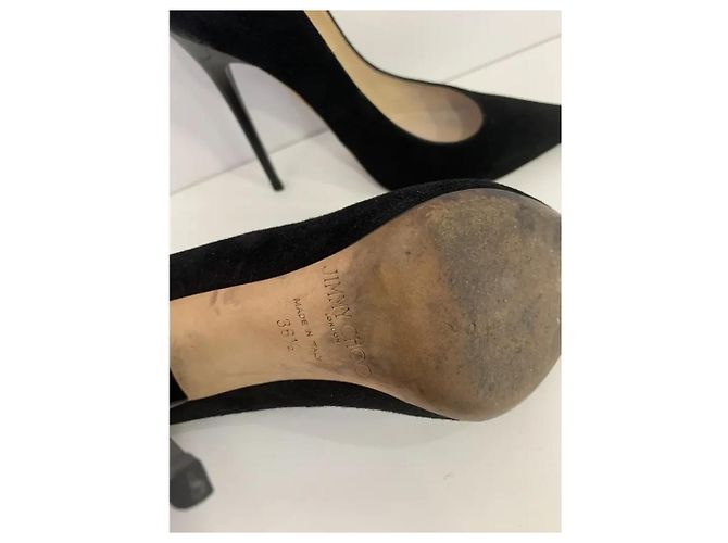Décolleté Jimmy Choo in scamosciato nero a punta 12cm - vista 4