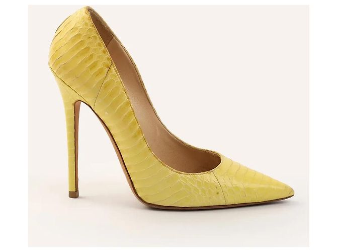 Jimmy Choo Anouk 120 Stiletto Pumps aus gelbem Pythonleder - Ansicht 2
