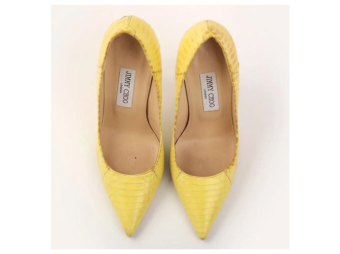 Jimmy Choo Anouk 120 Stiletto Pumps aus gelbem Pythonleder - Ansicht 3