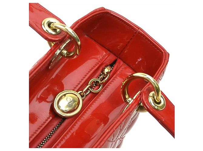 Borsa a mano in pelle verniciata rossa Christian Dior - vista 11