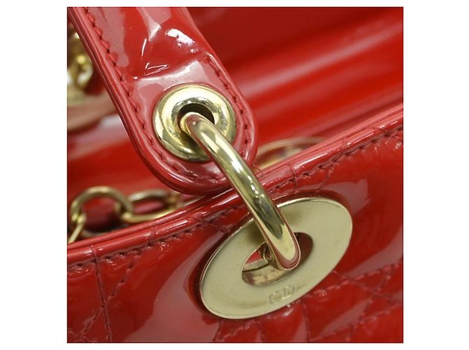 Borsa a mano in pelle verniciata rossa Christian Dior - vista 13