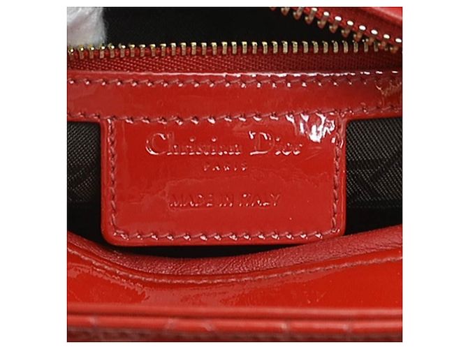 Borsa a mano in pelle verniciata rossa Christian Dior - vista 14