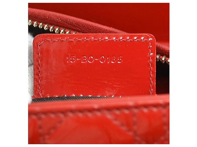 Borsa a mano in pelle verniciata rossa Christian Dior - vista 15