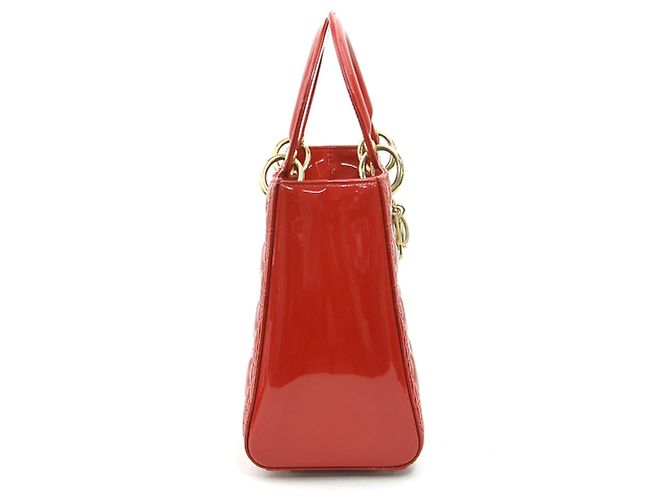 Borsa a mano in pelle verniciata rossa Christian Dior - vista 2