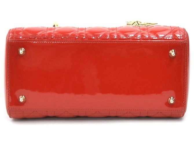 Borsa a mano in pelle verniciata rossa Christian Dior - vista 4