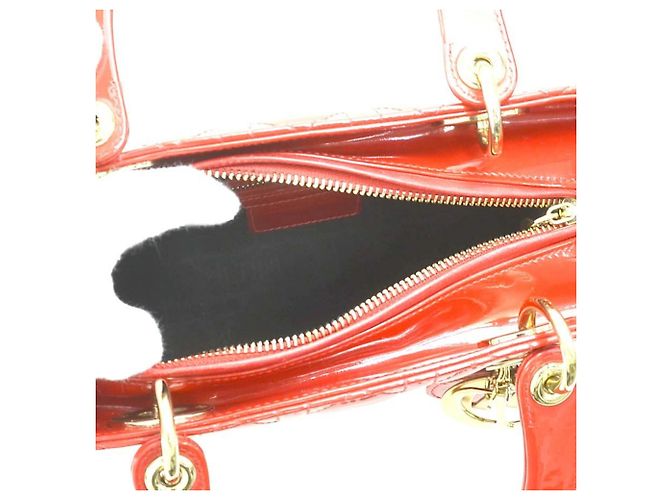 Borsa a mano in pelle verniciata rossa Christian Dior - vista 5