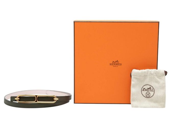 Cinturón reversible para mujer Hermès Rosa Verde oscuro - vista 6