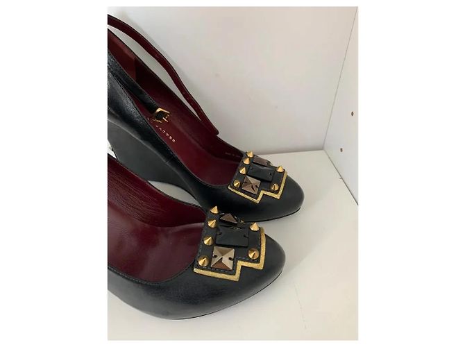 Marc by Marc Jacobs Keilsandaletten Schwarz Leder mit Nieten - Ansicht 2