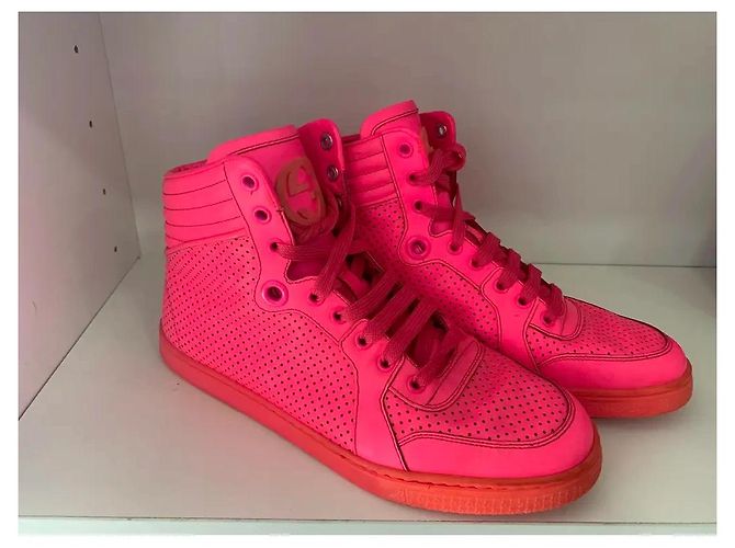 Zapatillas altas Gucci Coda rosa neón de piel - vista 3