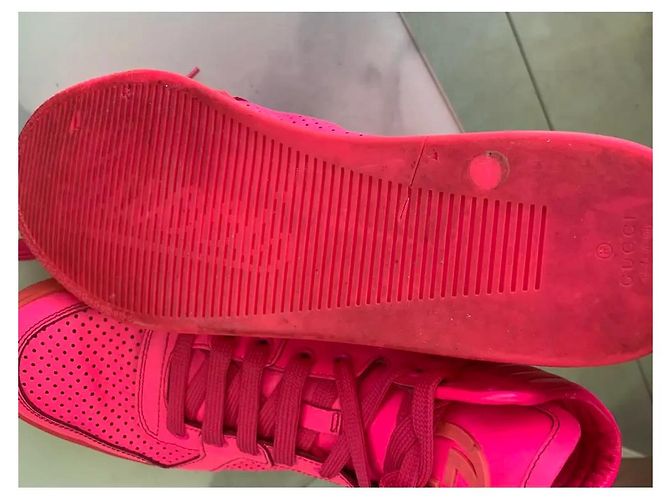 Zapatillas altas Gucci Coda rosa neón de piel - vista 8