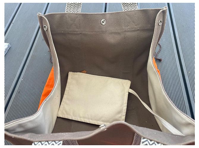 Hermès Cannes MM Borsa in tela taupe - vista 5