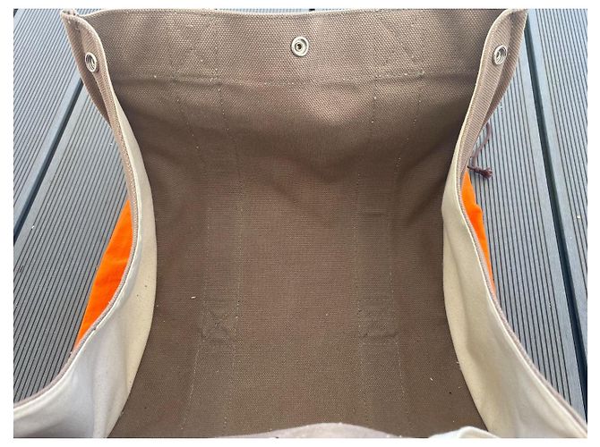 Hermès Cannes MM Borsa in tela taupe - vista 9